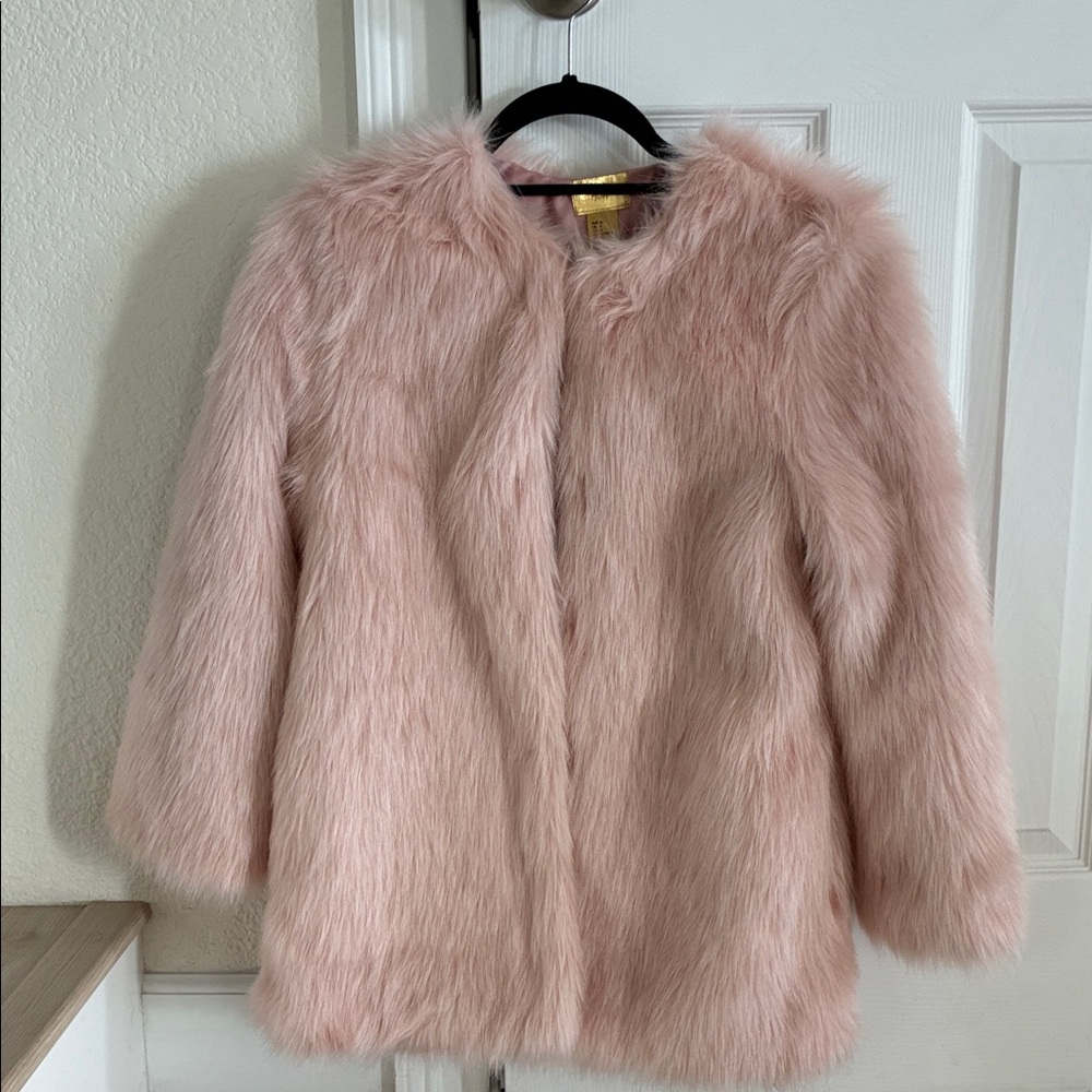 H&M Pink Faux Fur Coat